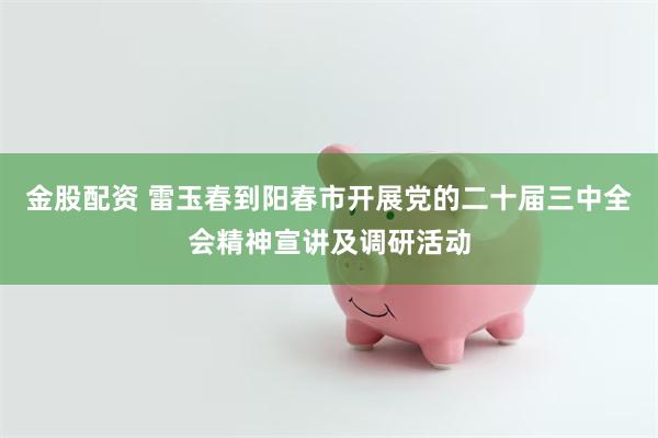 金股配资 雷玉春到阳春市开展党的二十届三中全会精神宣讲及调研活动